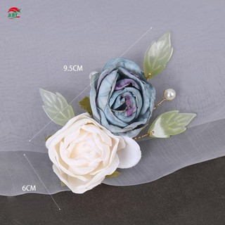 Kẹp tóc hoa lụa vintage nhân tạo, đính ngọc trai giả, phụ kiện tạo kiểu DIY