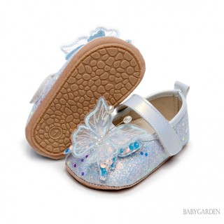 / / -Baby Girl Shiny 3D Butterfly Princess Mary Jane Flats Giày nôi chống trượt