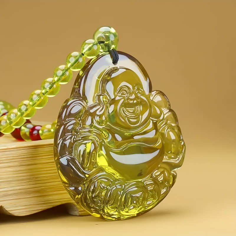 Hổ phách Bụng Lớn Maitreya Phật Mặt Dây Chuyền Áo Len Dây Chuyền Vòng Cổ Mặt Dây Chuyền