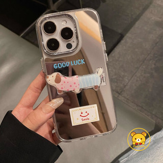 Dachshund Giá Đỡ Gương Cho Samsung Galaxy S25 Edge S24 S23 S22 S21 S10 Plus S20 FE F55 F14 C55 M55 M52 M34 M32 M22 F22 M14 A22 Ốp Điện Thoại Hoạt Hình Chó Dễ Thương Ốp Lưng Mềm