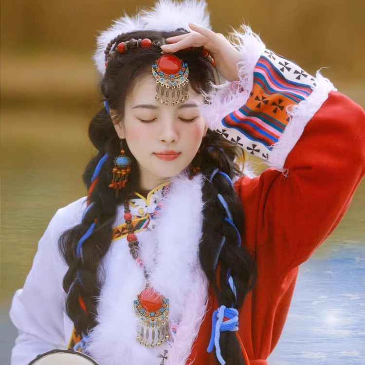 Phụ kiện tóc tua rua phong cách dân tộc cổ điển Tây Tạng, dây chuyền cổ xương đòn cá tính Bohemian, phụ kiện tóc chụp ảnh du lịch DZAD