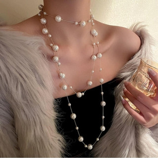 Vòng cổ ngọc trai nhiều lớp cổ điển dành cho nữ