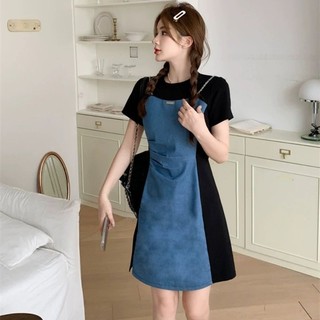 S-3XL Plus Size Đầm Nữ Phong Cách Hàn Quốc Váy Dài Tay Ngắn Phong Cách Retro Hoàng Gia Chị Gái Váy Nẹp Cắt Tỉa Đầm Một Mảnh Denim Đầm Con Gái Sang Trọng Plus Size Đầm Mùa Hè Bụng-Covering a-