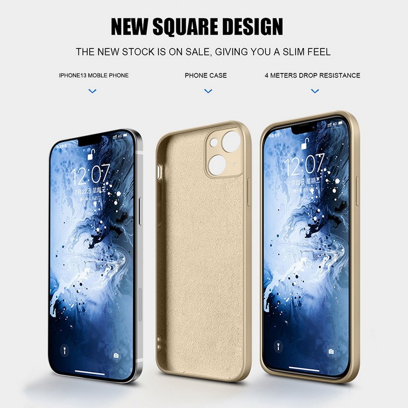 Iphone13 13Pro 13ProMax 13Mini Vuông Silicon Lỏng TPU Mềm Chống Sốc Ốp Điện Thoại Cho iPhone 13 Pro Max Mini Chống Vân Tay Điện Thoại Ốp Lưng Bảo Vệ Ốp Lưng