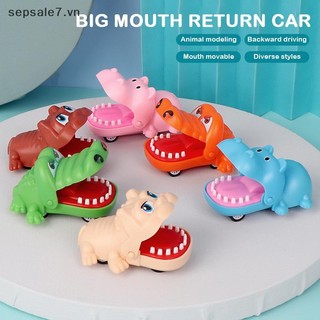 [-d] Tay Lớn Cá Sấu Miệng Kéo Lại Xe Hoạt Hình Hippo Puppy Kéo Lại Xe Báo Chí Răng Cắn Ngón Tay Tricky {vn}