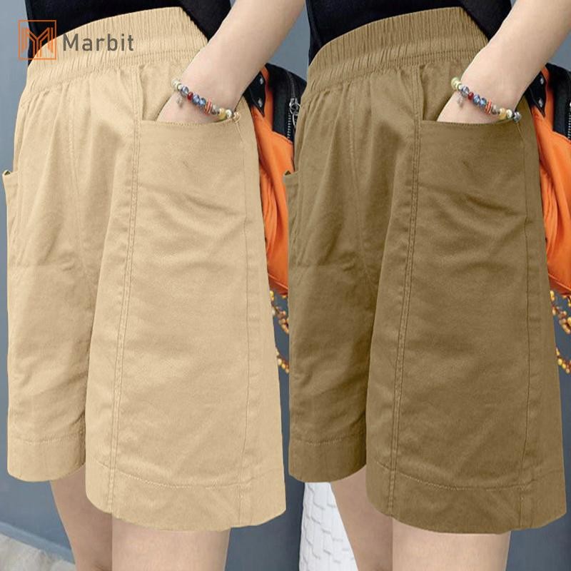 Marbit 2023 Nữ Quần Short Cotton Rời Cao Cấp Hàn Quốc Thường Ngày Túi Lớn Thời Trang Mới
