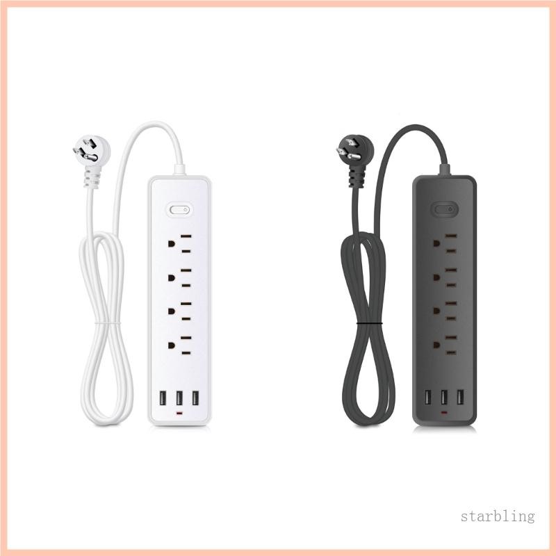 Star 7 trong 1 Power Strip Surge Protector US Plug Wall Outlet Adapter với 4 cổng AC-Outlets có nhịp độ rộng 3x cổng USB
