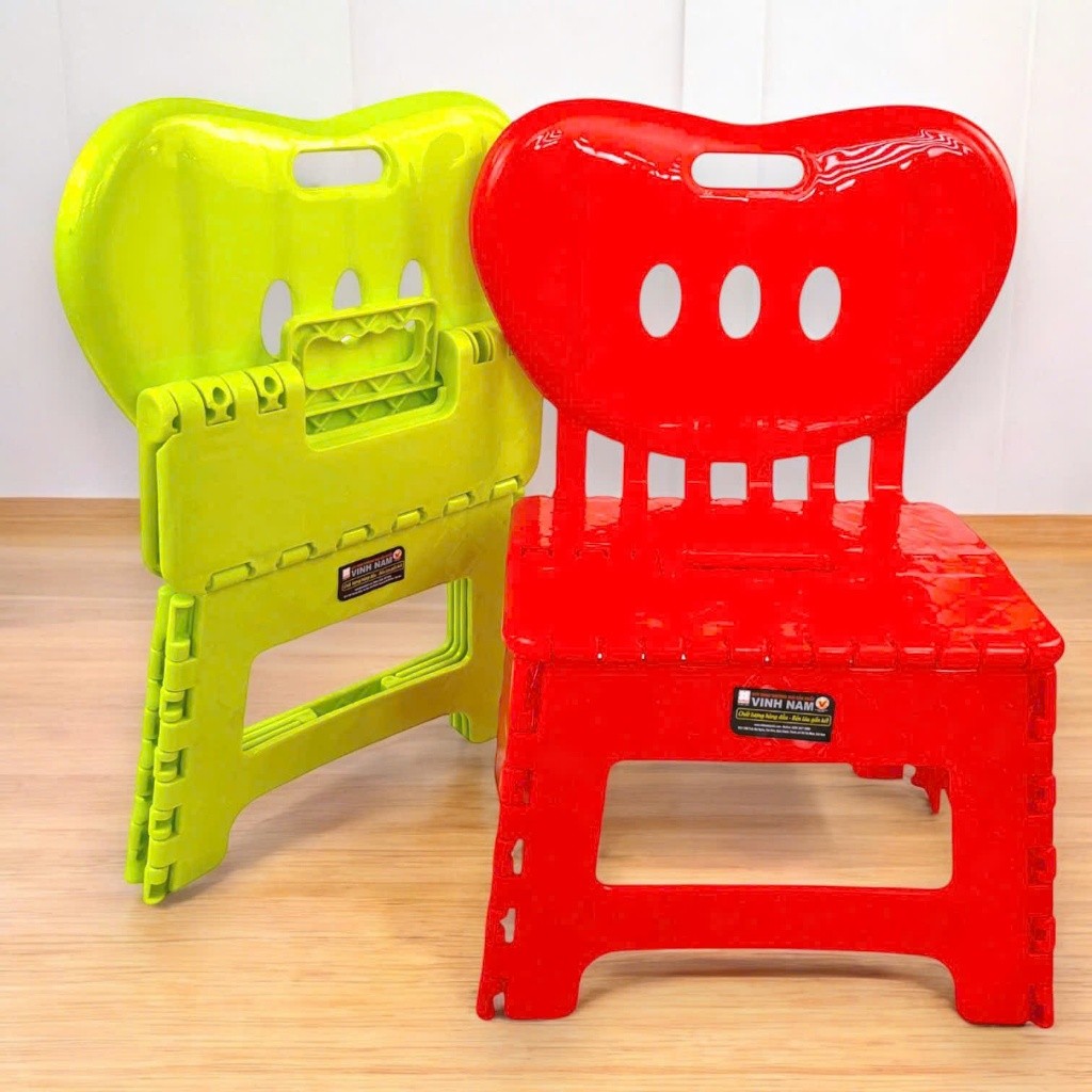 Ghế Xếp Kiểu Dáng Dễ Thương Vinh Nam Plastic Ghế Xếp Trẻ Em Hình Gấu Ghế Xếp Dựa trái Tim Mã 021 017