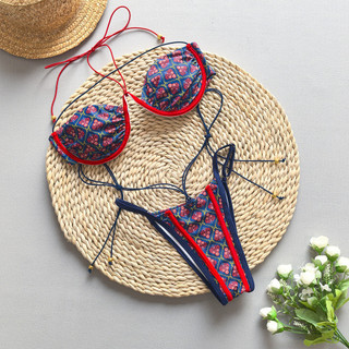 Đồ bơi nữ Royal Blue Retro In Underwire Push Up Cross Banding Two Piece Bikini Đồ bơi