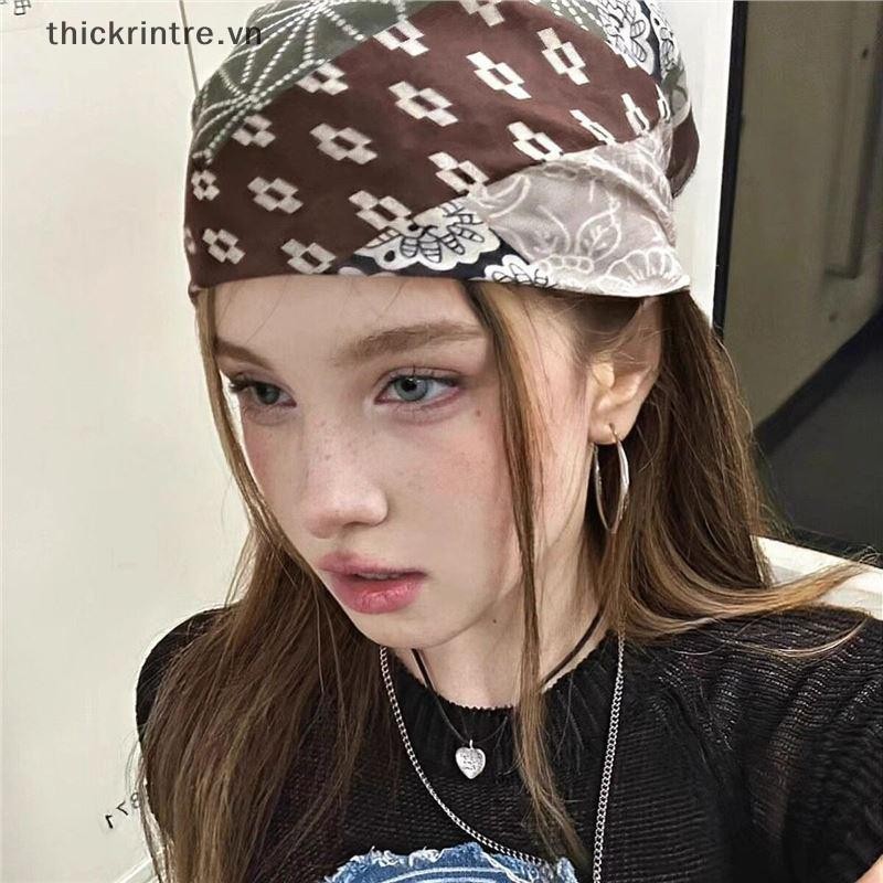 THI Hoa In Khăn Cổ Nữ Hàn Quốc Vải Lanh Cotton Vuông Thanh Lịch Khăn Nhỏ Quấn VN