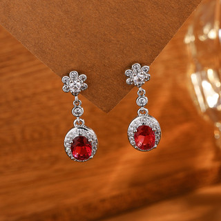 Châu Âu Mỹ ins Phong Cách Mới Kim Cương Ruby Bông Tai Nữ