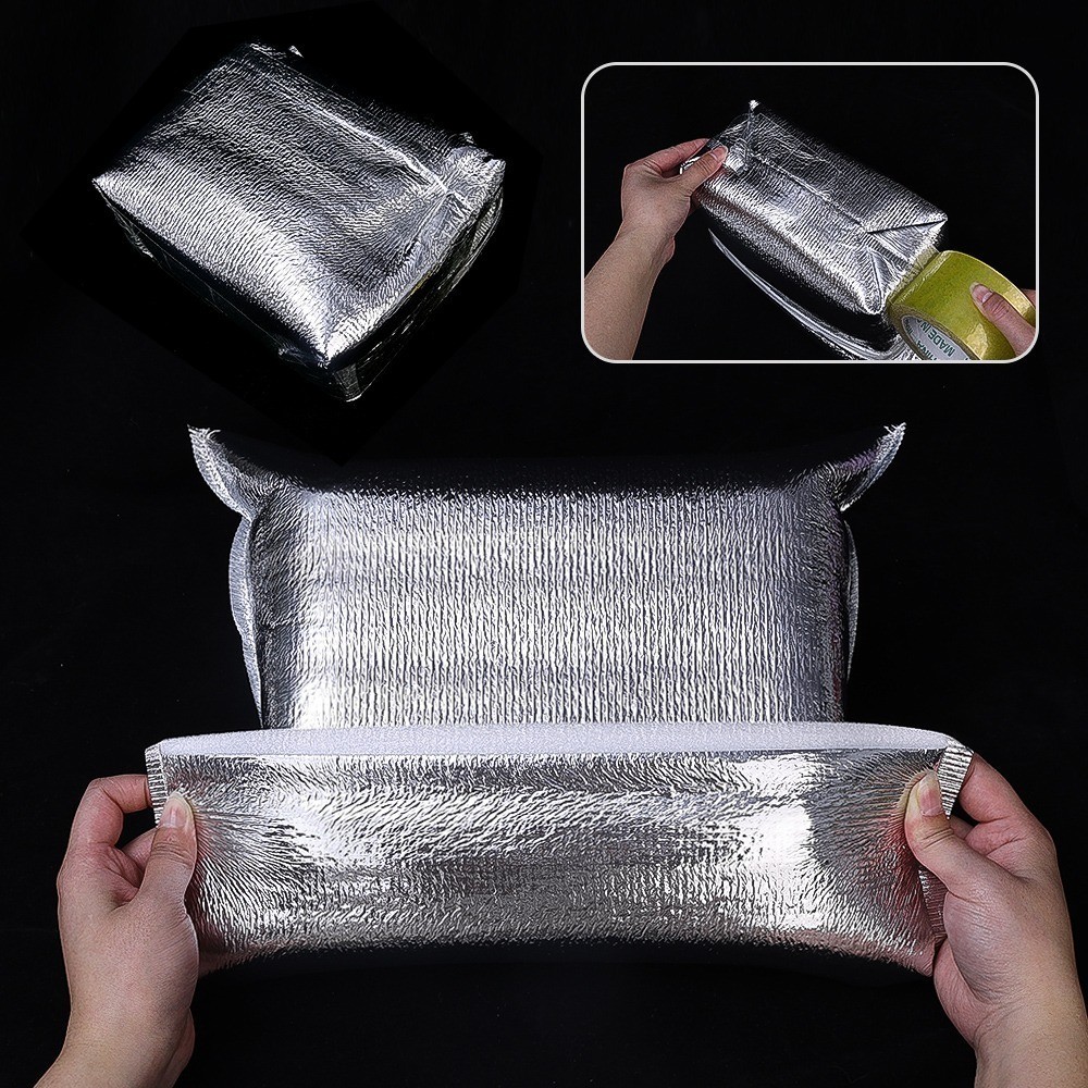 [Trang chủ] Bộ 5 túi cách nhiệt hạng nặng, Lá nhôm thân thiện với môi trường 3mm + Bông ngọc trai, Túi giữ nóng / lạnh trong 12 giờ trở lên, 4 kích cỡ 20x30cm-40x45cm