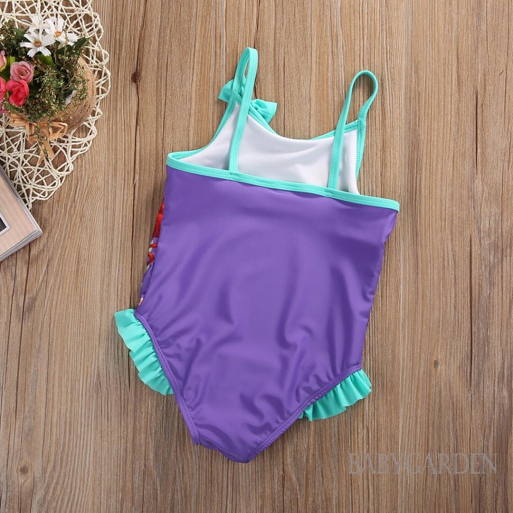 / / -1-5YEARS Bé Gái Mùa Hè Không Tay Một Mảnh Đồ Bơi Nàng Tiên Cá In Sling Dây Đồ Bơi Dễ Thương Ruffle Bộ Đồ Tắm