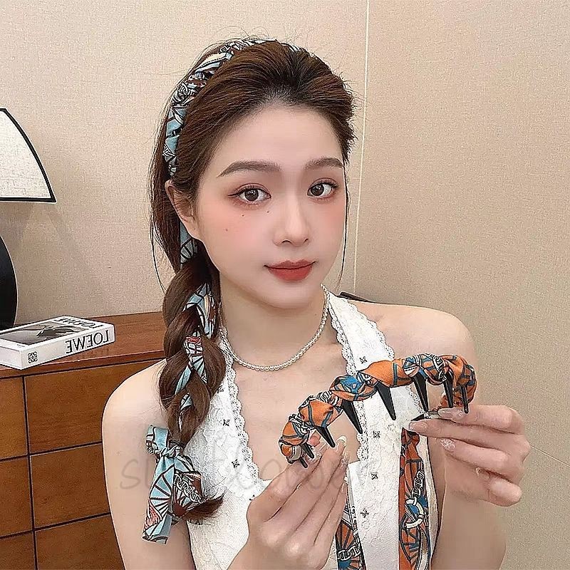 [hướng dương] Streamer Wave Băng đô cao Âm dương Hai dây đeo Retro