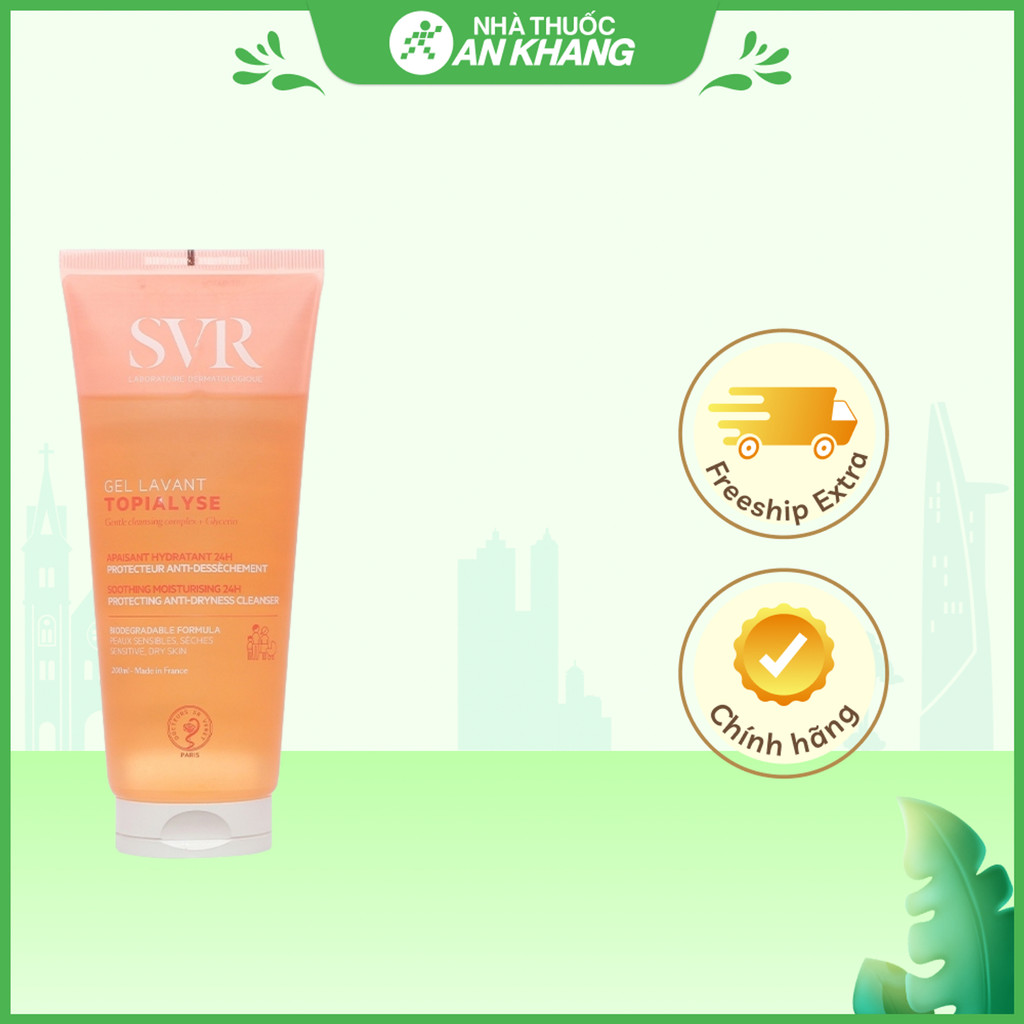 Gel Rửa Mặt SVR Không Xà Phòng Dưỡng Ẩm Da Khô Nhạy Cảm Topialyse Gel Lavant 200ml