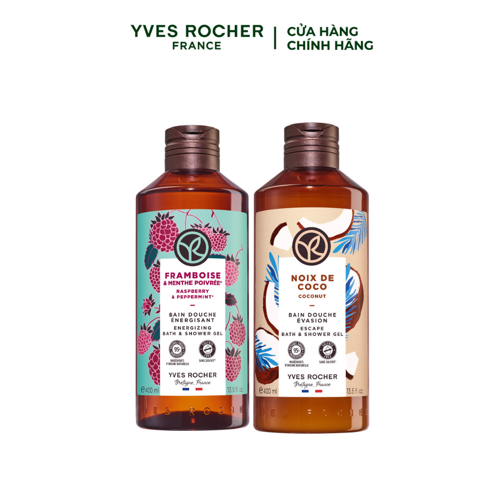 Đánh giá Combo 2 Sữa Tắm Yves Rocher Mâm Xôi & Dừa | Mùi Hương Thiên Nhiên, Không Sulfate