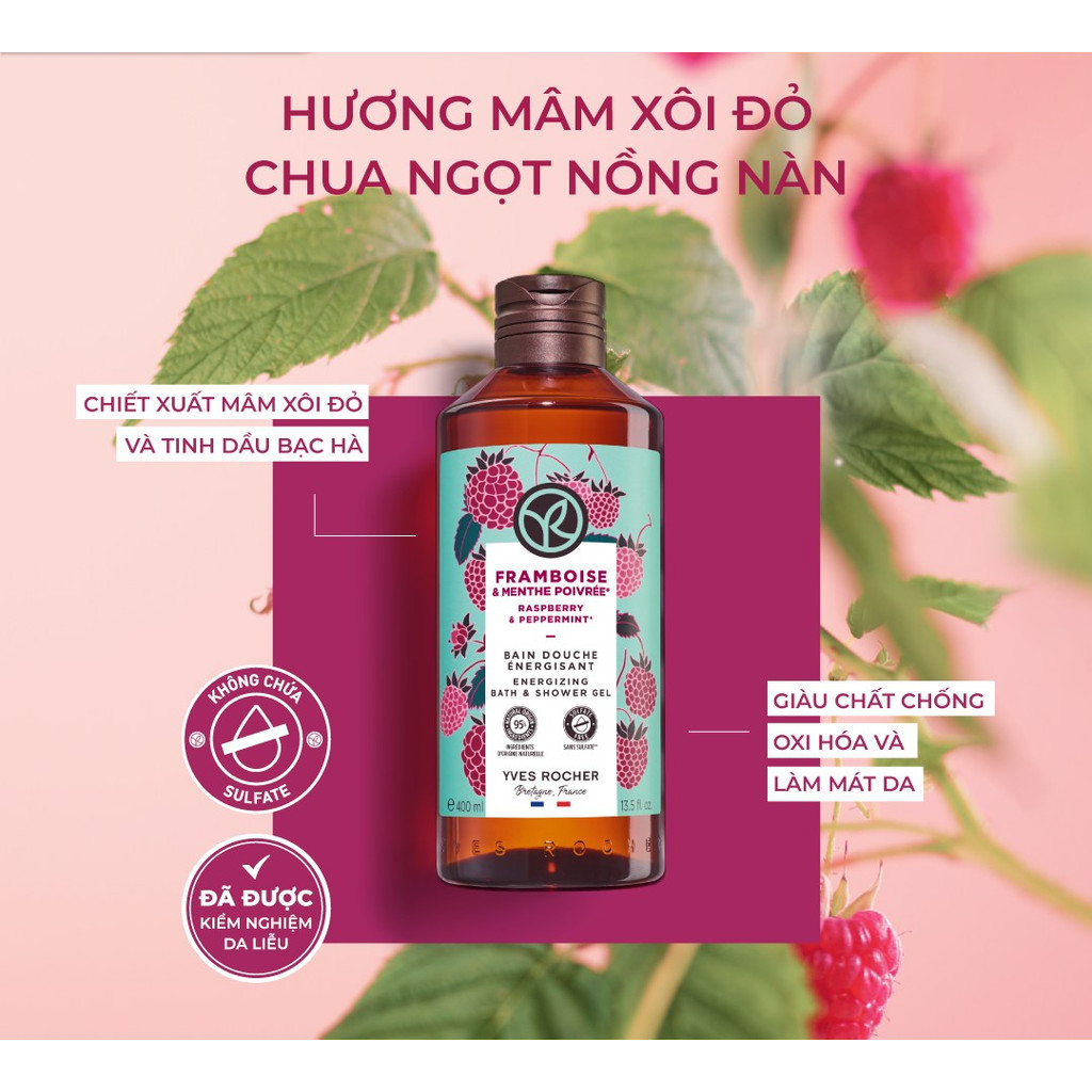 Ảnh Combo 2 sữa tắm hương mâm xôi đỏ và hương dừa Yves Rocher 400mlx2 2
