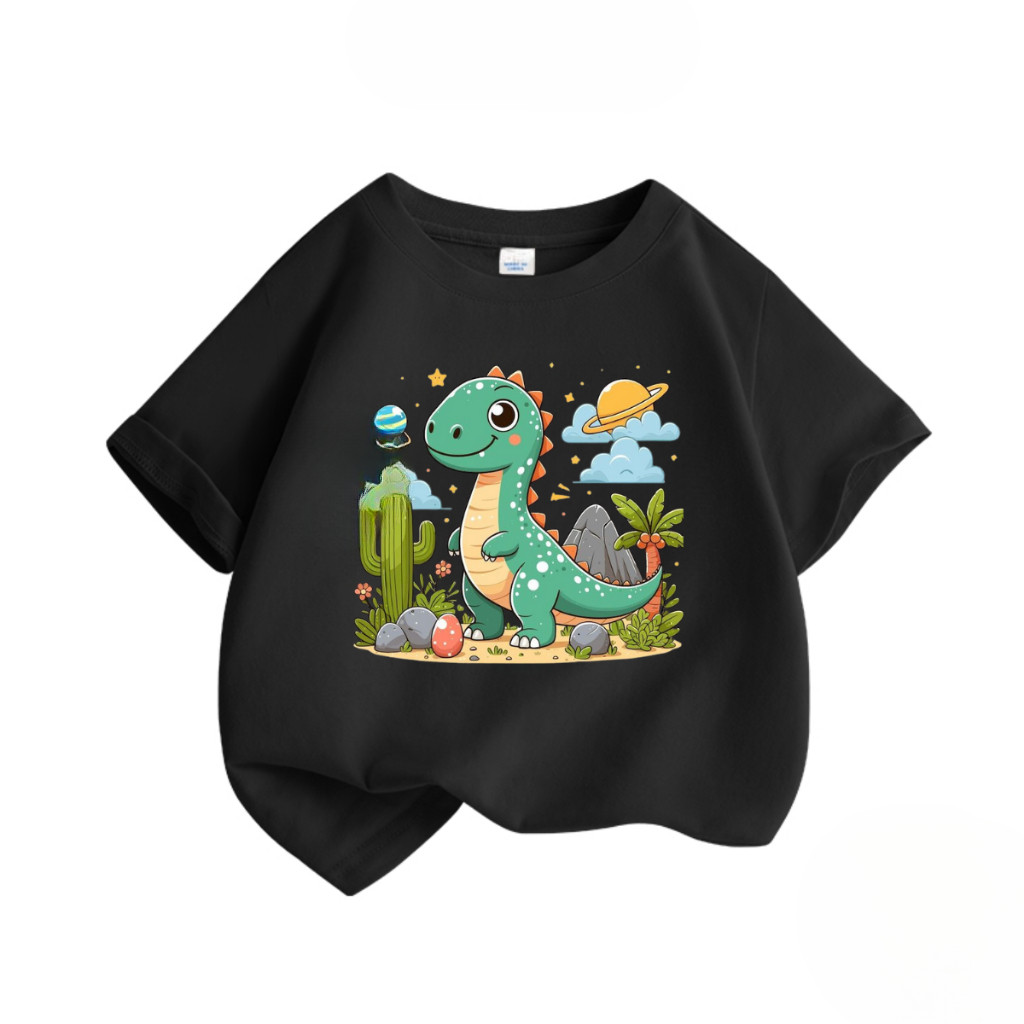 2D Khủng long t-shirt cho trẻ em tuổi 7-12 mềm mại & thoáng khí mùa hè thường TEE cho bé trai