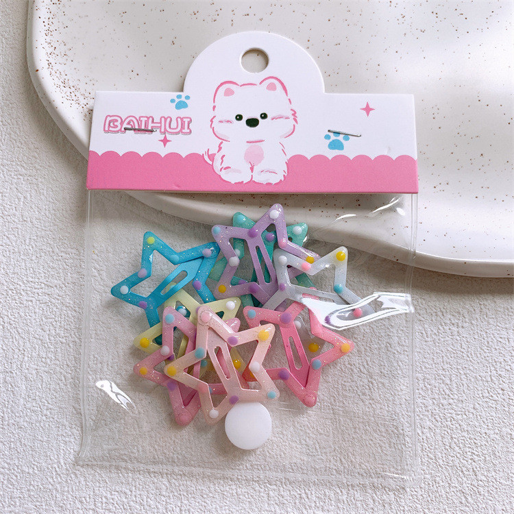 8 Cái / bộ Kẹp Tóc Bé Gái Jelly Màu Ngôi Sao Kẹp Tóc
