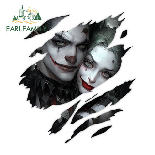 EARLFAMILY Joker và Harley Quinn Xé Xe Dán Anime Phong Cách Đen Cá Tính Xe Máy Tủ Lạnh Ván Trượt Vali Chống Thấm Nước Decal Nhãn Xe