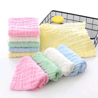 Set 5 khăn sữa nhăn 6 lớp màu pastel chất xô muslin mềm thấm hút tốt cho bé