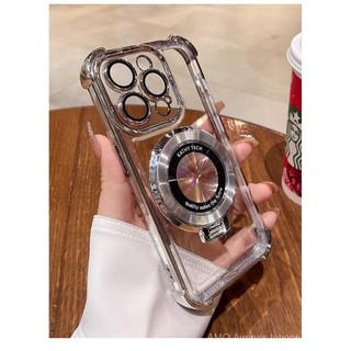 Ốp lưng từ tính sang trọng cho iPhone 15 Pro Max, 11, 12, 13, 14 Pro Max Plus, trong suốt, có túi khí, chống sốc, có giá đỡ