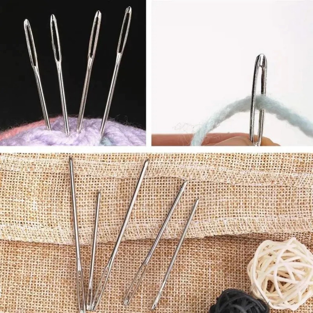 Bộ 18 thép không gỉ Big Eye Needle Handmade khâu DIY kim sống sửa chữa quần áo thủ công may công cụ - FE123