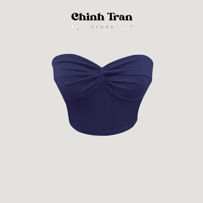 Áo Quây Croptop Nữ Xoắn Kiểu Ôm Body Không Mút Chất Thun Gân