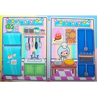 Đồ chơi búp bê giấy Của hàng Pizza toca boca ,đồ chơi bóc dán thủ công