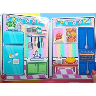 Đồ chơi búp bê giấy Của hàng Pizza toca boca ,đồ chơi bóc dán thủ công