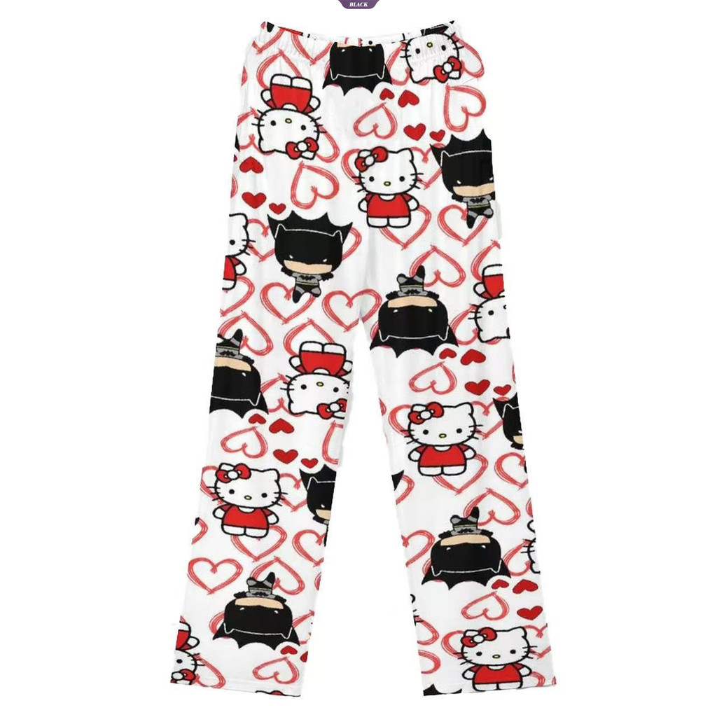 Sanrio Hellokitty Batman Mỏng Loose In Pyjama Quần Thu Đông Y2k Hoạt Hình Hip Hop Home Trang Phục Thường Ngày [BL]