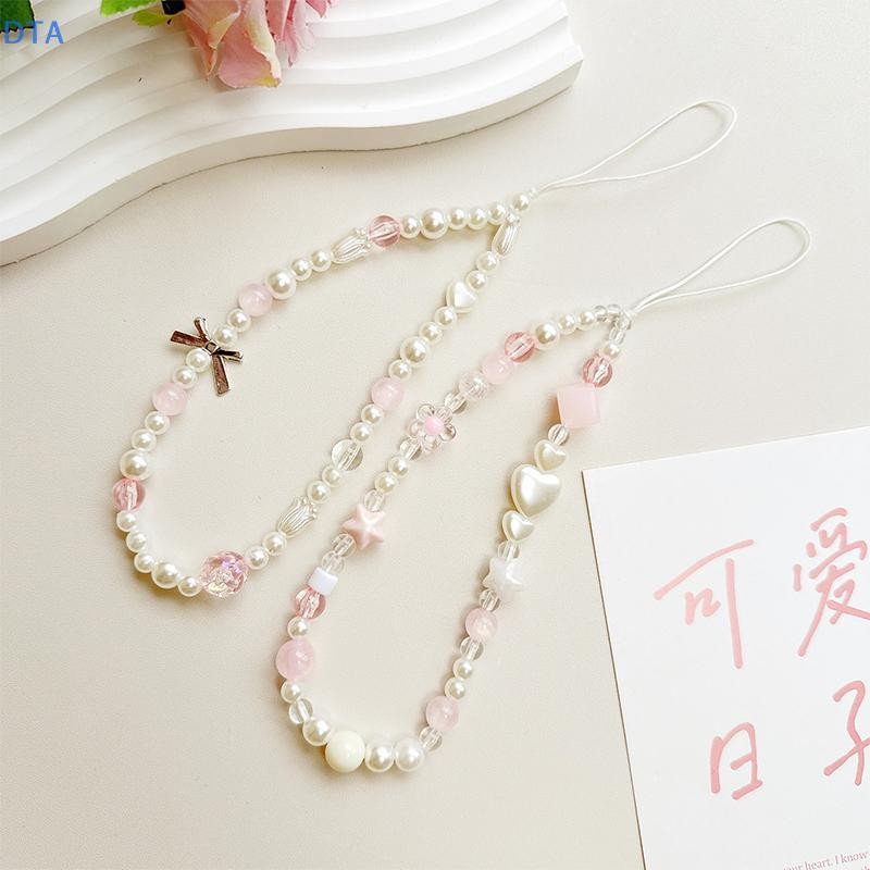 Dta Ngọc Trai Tình Yêu Mặt Dây Chuyền Móc Khóa Đính Hạt Dây Điện Thoại Trang Trí Phụ Kiện Quà Tặng Ngăn Ngừa Mất Điện Thoại Di Động Dây PO