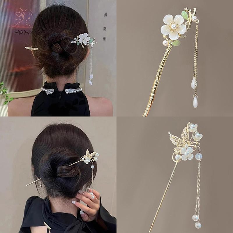Hnkmp Kẹp Tóc Cổ Vintage Trung Quốc Nữ Tóc Dính Nữ Ngọc Trai Trang Sức Thanh Tóc Hanfu Mũ Đội Đầu Kẹp Tóc Phụ Kiện.
