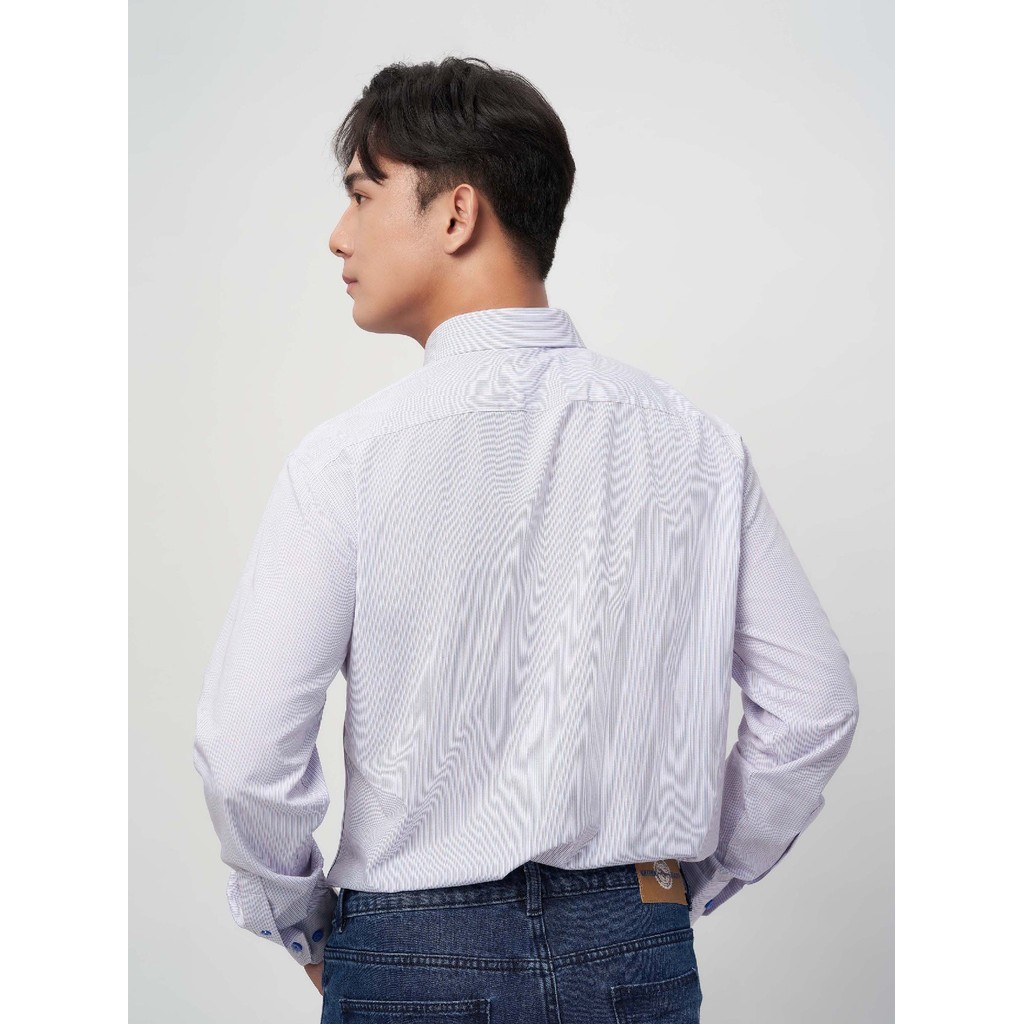 Sơmi dài tay vạt tròn VIETTIEN vải sợi hoa hồng phom regular VT00000224