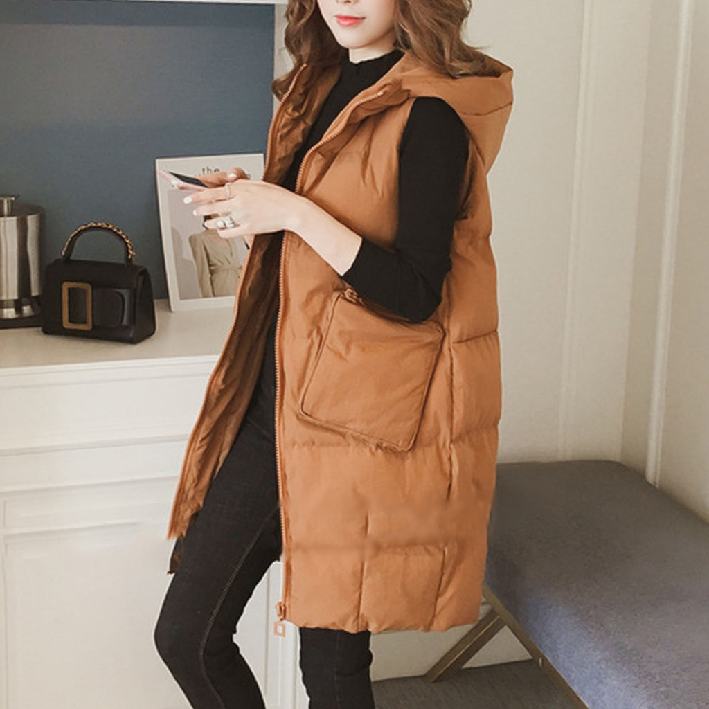 Xia| Dây Kéo Placket Áo Khoác Áo Khoác Nữ Thoáng Khí Áo Khoác Có Mũ Trùm Đầu Thời Trang Cho Nữ Mùa Đông Ấm Áp Áo Khoác Ngoài Có Túi Và Dây Kéo Đóng Cửa Áo Khoác Cotton Hợp Thời Trang