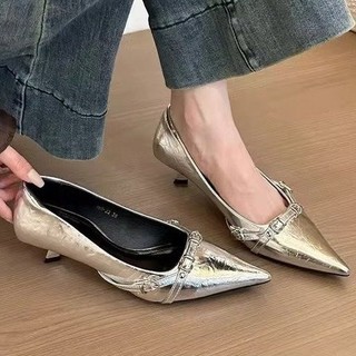 Giày cao gót gót nhọn nữ xỏ chân miệng nông