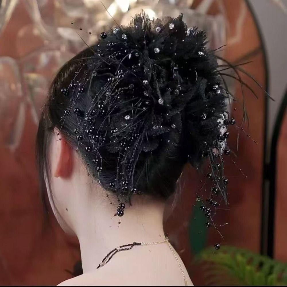 Nắm kẹp tóc nữ hoa mẫu đơn sequin thanh lịch
