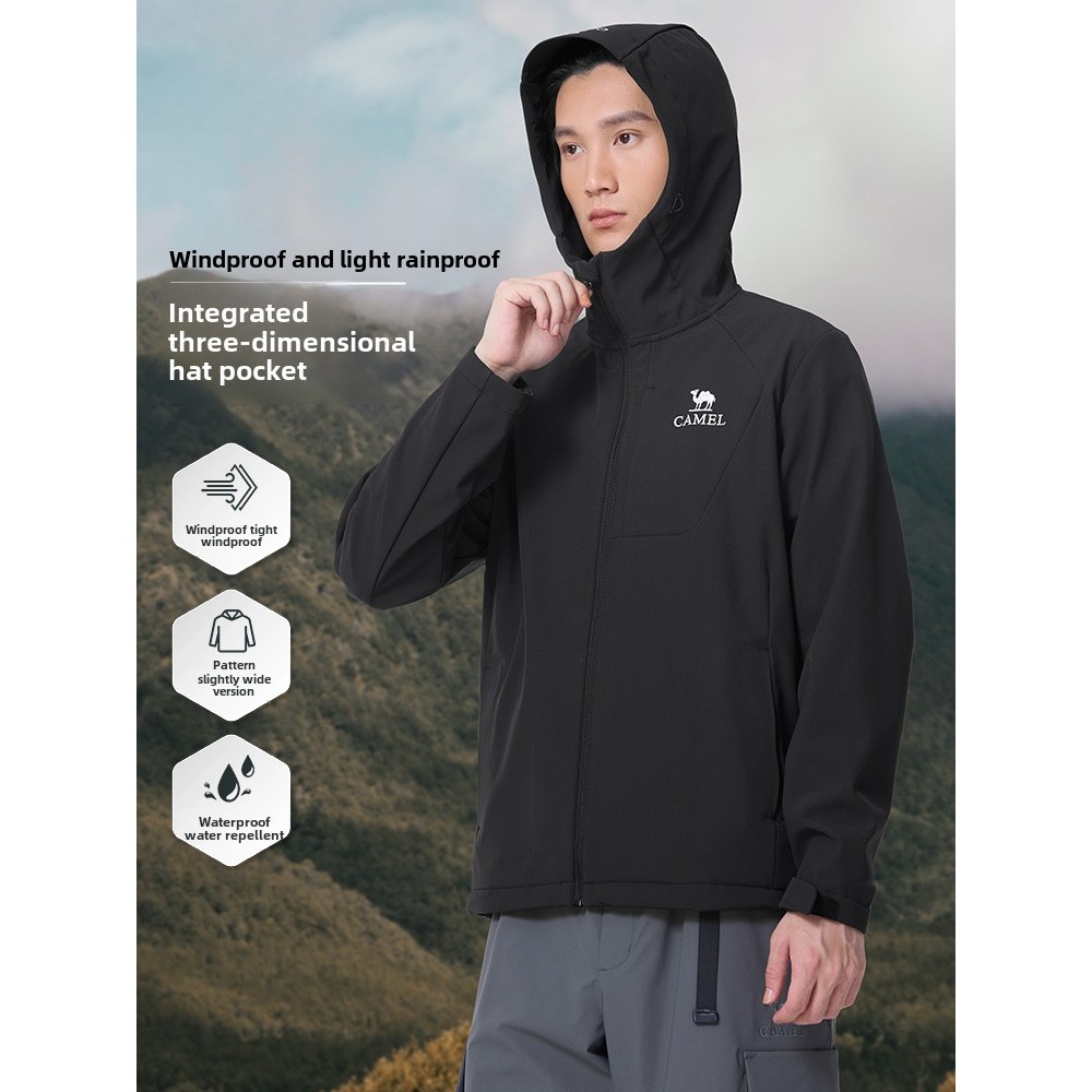 Ảnh Áo khoác nam vỏ mềm CAMEL CROWN Áo khoác leo núi chống gió, sang trọng và ấm áp 1