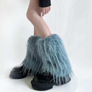 Hum Phong Cách Lông Chân Ấm Áp Cho Nữ Mùa Đông Phụ Kiện Màu Trơn Dày Fuzzy Sang Trọng Boot Toppers Còng Tất Không Chân
