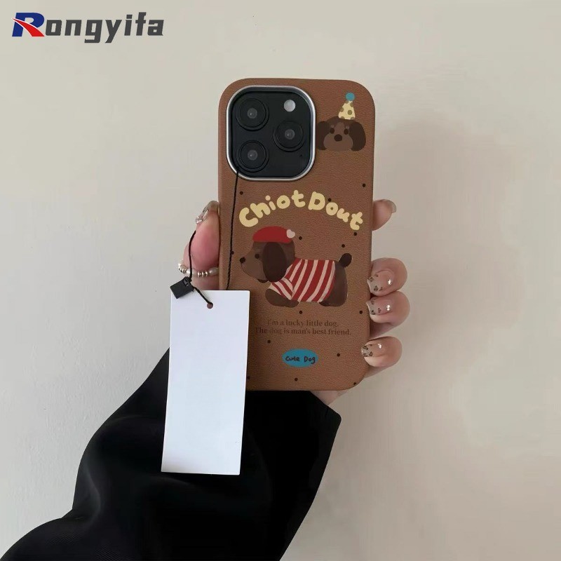 Ốp Da Khung Kim Loại Hoạt Hình Puppy Cho OPPO A98 A38 A18 A36 A76 A96 A56 A55 A55s A53s A54 A55 A54s A94 A73 2020 A93 5G 4G Vỏ Mềm Dễ Thương Chot Duout Chống Rơi Ốp lưng