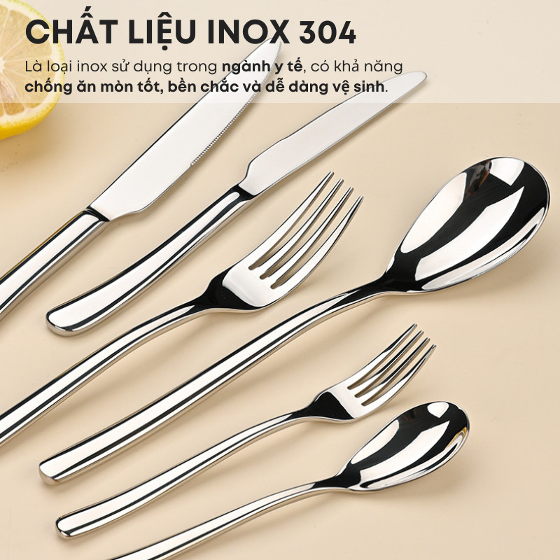 Bộ dao thìa (muỗng) nĩa inox 304 KooBee dùng cho khách sạn - Bộ dụng cụ bàn ăn MoonLight cao cấp sang trọng | 214
