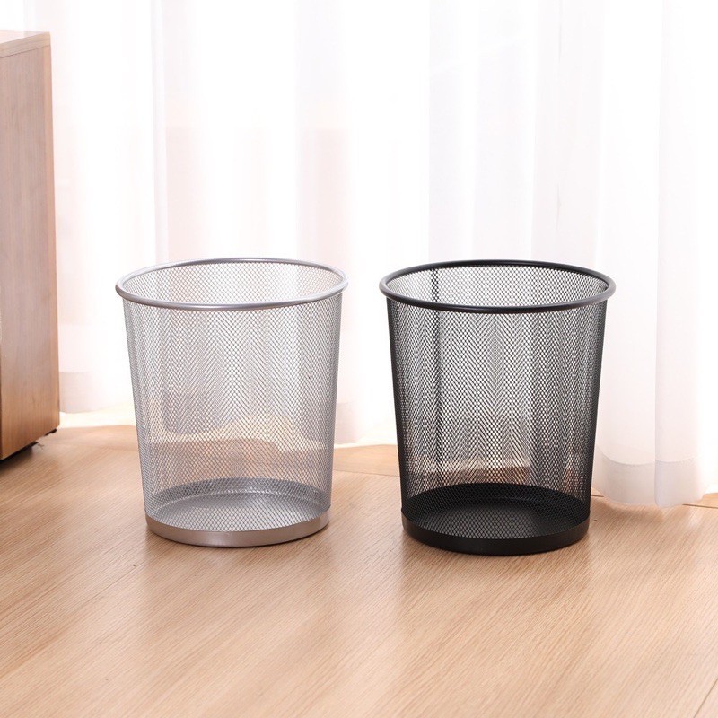 [ HY63515 ] Sọt rác sắt lưới tròn, lưới vuông màu xám đường kính 24cm, cao 27cm