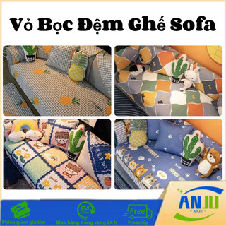 Vỏ Bọc Đệm Ghế Sofa Dài Mềm Mại Chống Trượt Thông Dụng Họa Tiết Hoạt Hình L Chống Trượt Co Giãn