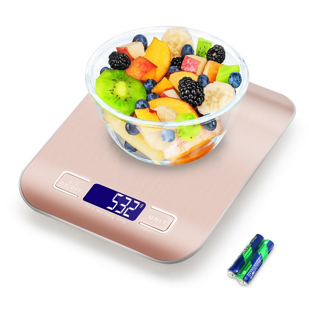 [Hàng có sẵn] Cân nhà bếp điện tử 5Kg Thép không gỉ dùng cho thực phẩm Cân kỹ thuật số chính xác Gram