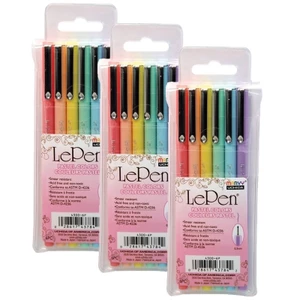 Bộ 6 bút lông kim, bút brush thư pháp lettering MARVY LE PEN 4300-6P màu Pastel, R