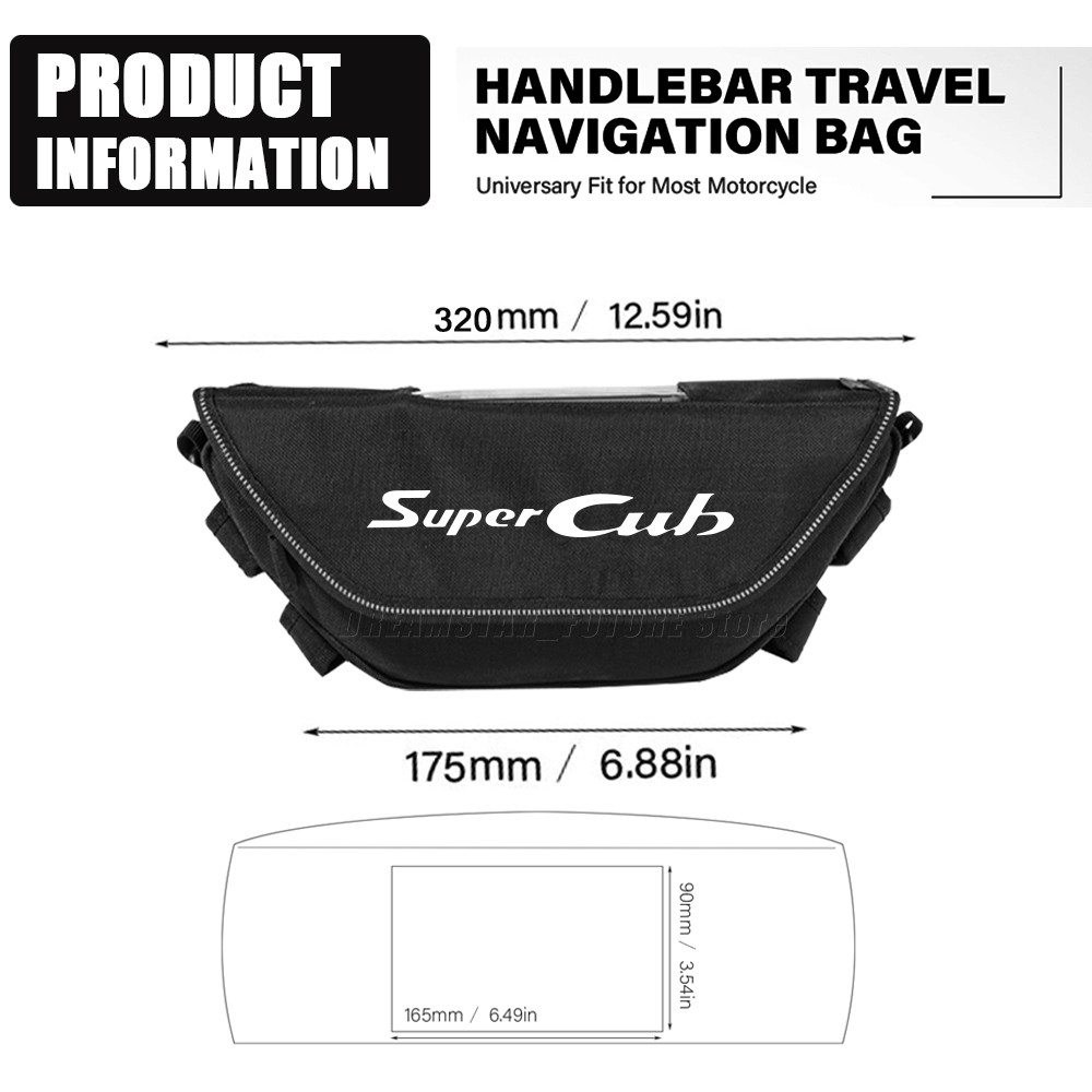Dành cho Honda Super CUB C70 90 110 C125 Túi điều hướng du lịch tay lái xe máy chống nước