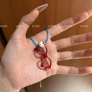 Bán chạy Kitty Kính nhỏ Mặt dây chuyền Vòng cổ dây màu xanh da trời