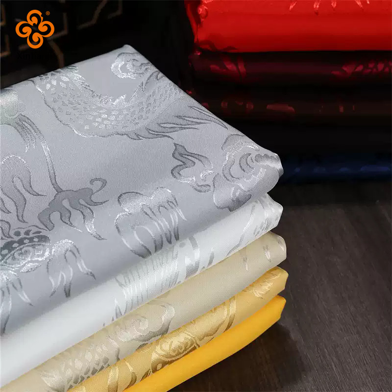 Họa Tiết Rồng Thổ Cẩm Vải Satin Phong Cách Vải Lụa Jacquard Cho Trang Phục Cổ DIY Hanfu Tang Trang Phục 50x150cm TJ9220