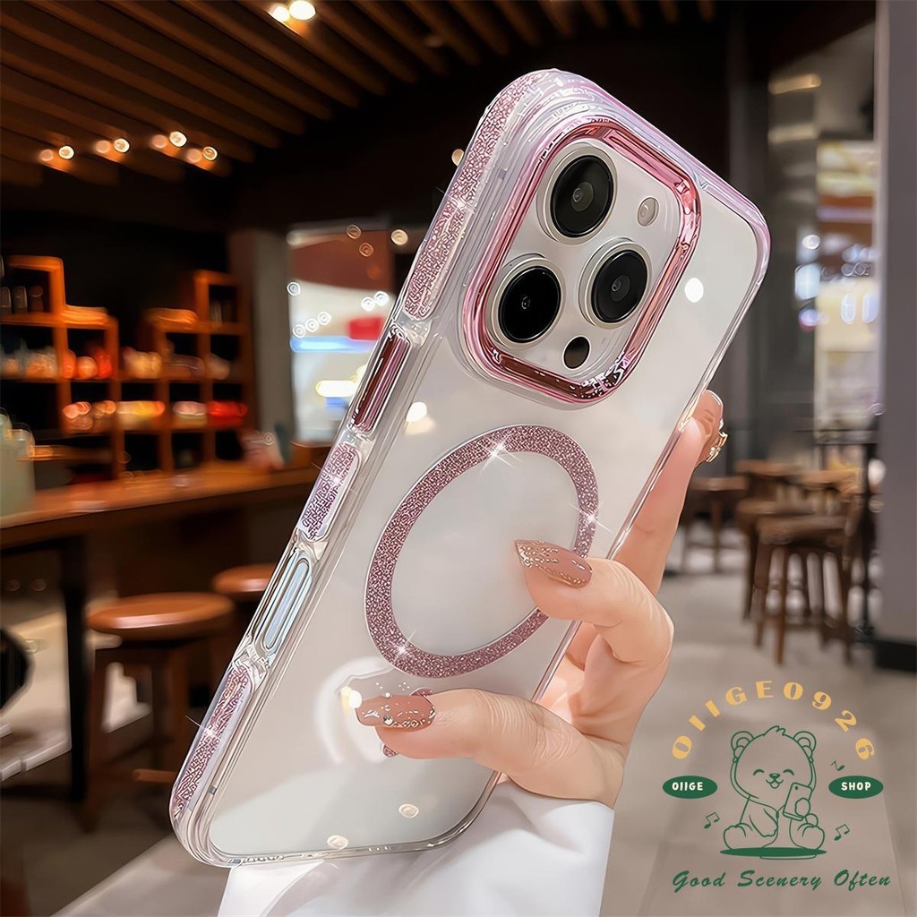 Ốp điện thoại từ tính lấp lánh trong suốt iphone16 Pro Max 15 14 13 12 11 vỏ cho vỏ iPhone vỏ mềm TPU chống sốc
