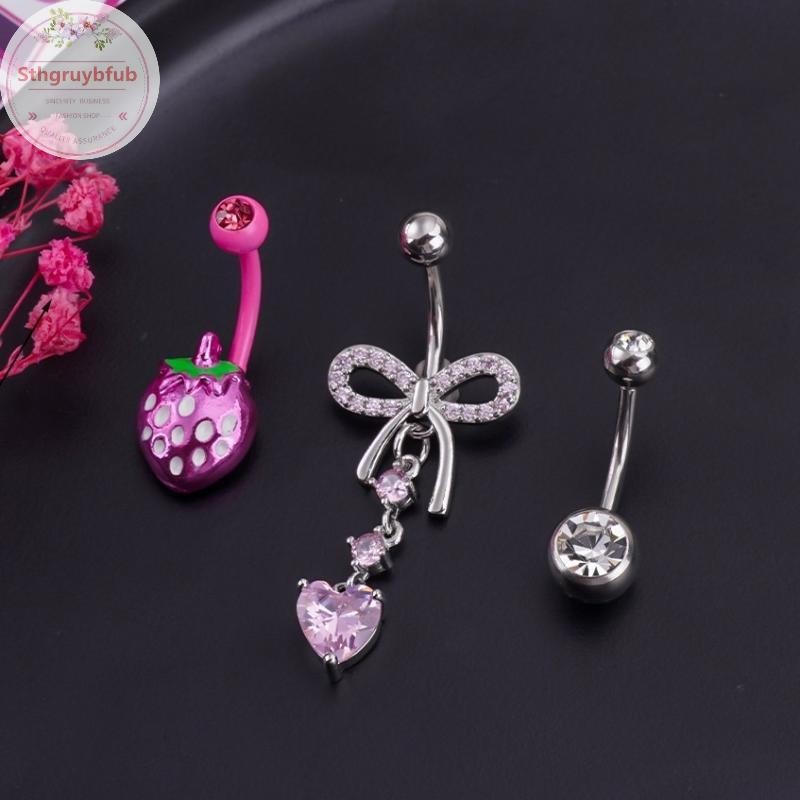 STHB Thời Trang Nhện Rắn Bụng Nút Nhẫn Tòn Ten Thép Không Gỉ Zircon Trái Tim Rốn Nhẫn Dành Cho Nữ Cơ Thể Xuyên Trang Sức VN